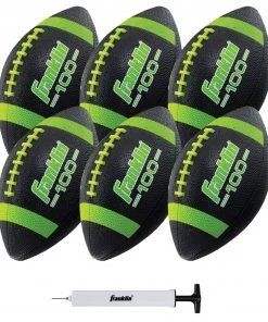 Franklin Grip Rite 100 Junior Football 6 Pack For Unisex Black/lime