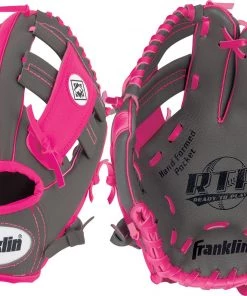 Franklin 9.5" Girls' Tee Ball RTP Series Glove Grey/pink