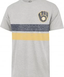 '47 Men's Milwaukee Brewers Gray Bars Franklin T-Shirt