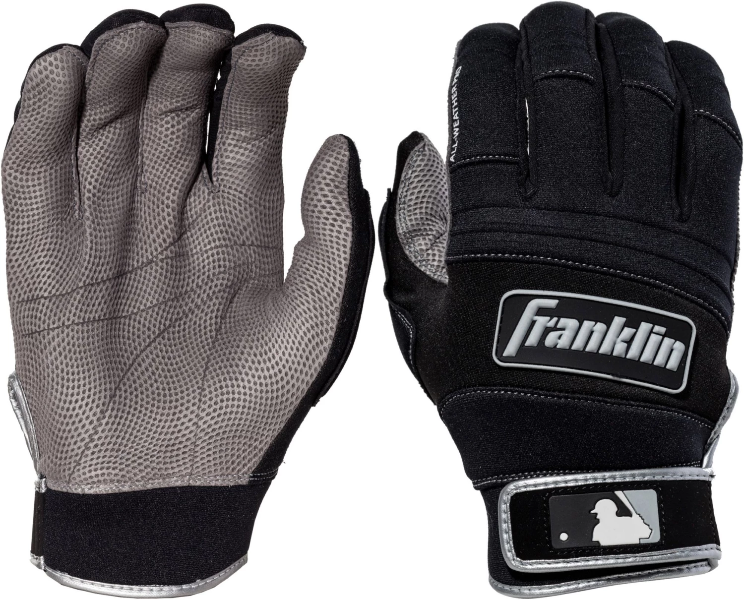 Franklin Adult All Weather Pro Series Batting Gloves For Men Black/black 3 Franklin Adult All Weather Pro Series Batting Gloves For Men Black/black