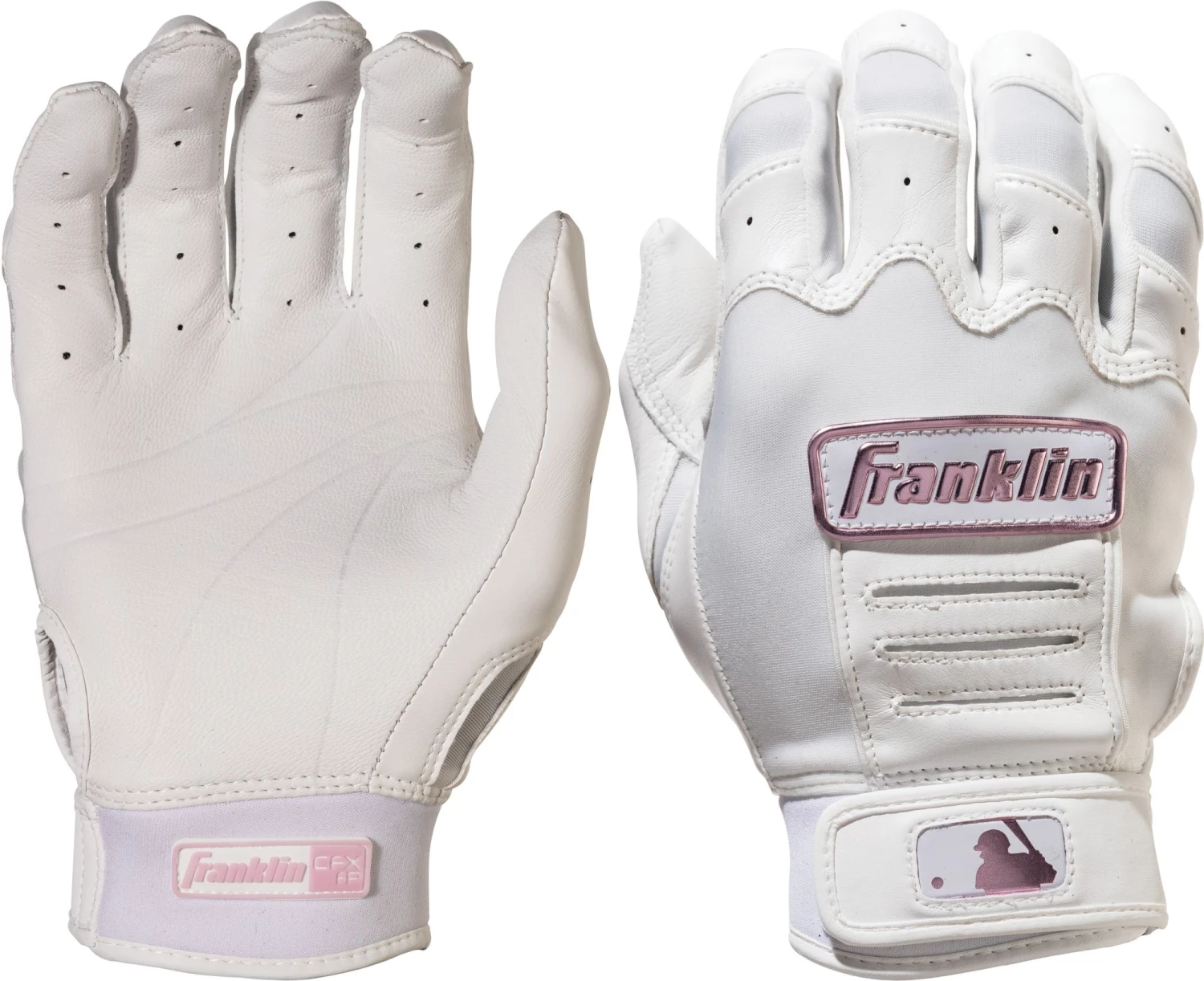Franklin Women's CFX Pro Chrome Series Softball Batting Gloves White/rose Gold 3 Franklin Women's CFX Pro Chrome Series Softball Batting Gloves White/rose Gold