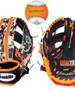 Franklin 9.5" RTP Tee Ball Performance Glove W/ Ball For Boys' Black/white/orange