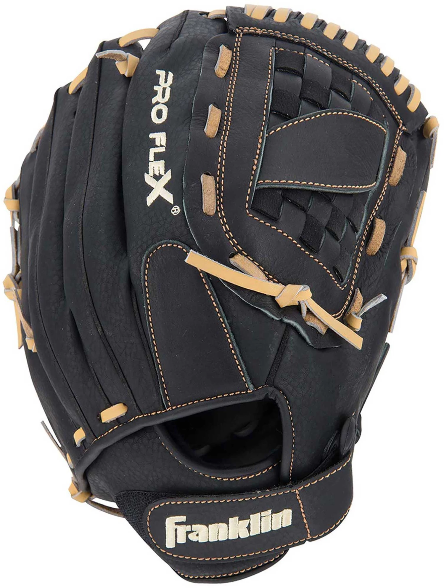 Franklin 12" Adult Pro Flex Hybrid Series Baseball Glove For Unisex Black/tan 4 Franklin 12" Adult Pro Flex Hybrid Series Baseball Glove For Unisex Black/tan - Image 2
