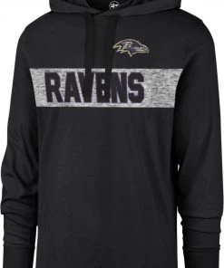 '47 Men's Baltimore Ravens Field Franklin Black Long Sleeve Hooded T-Shirt
