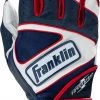 Franklin Adult Powerstrap Hi-Lite Batting Gloves For Men Red White Blue