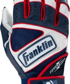 Franklin Adult Powerstrap Hi-Lite Batting Gloves For Men Red White Blue