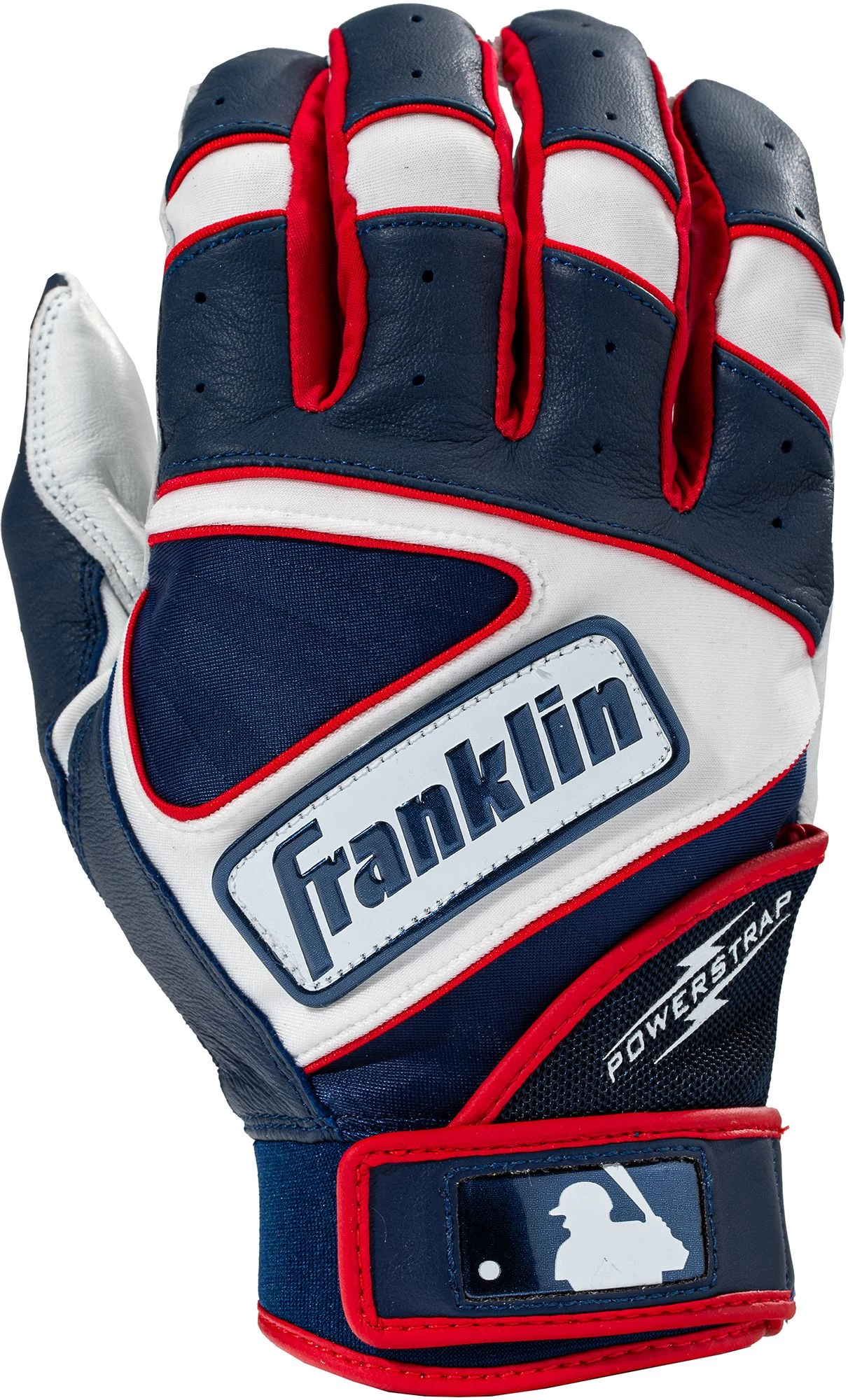 Franklin Adult Powerstrap Hi-Lite Batting Gloves For Men Red White Blue 3 Franklin Adult Powerstrap Hi-Lite Batting Gloves For Men Red White Blue