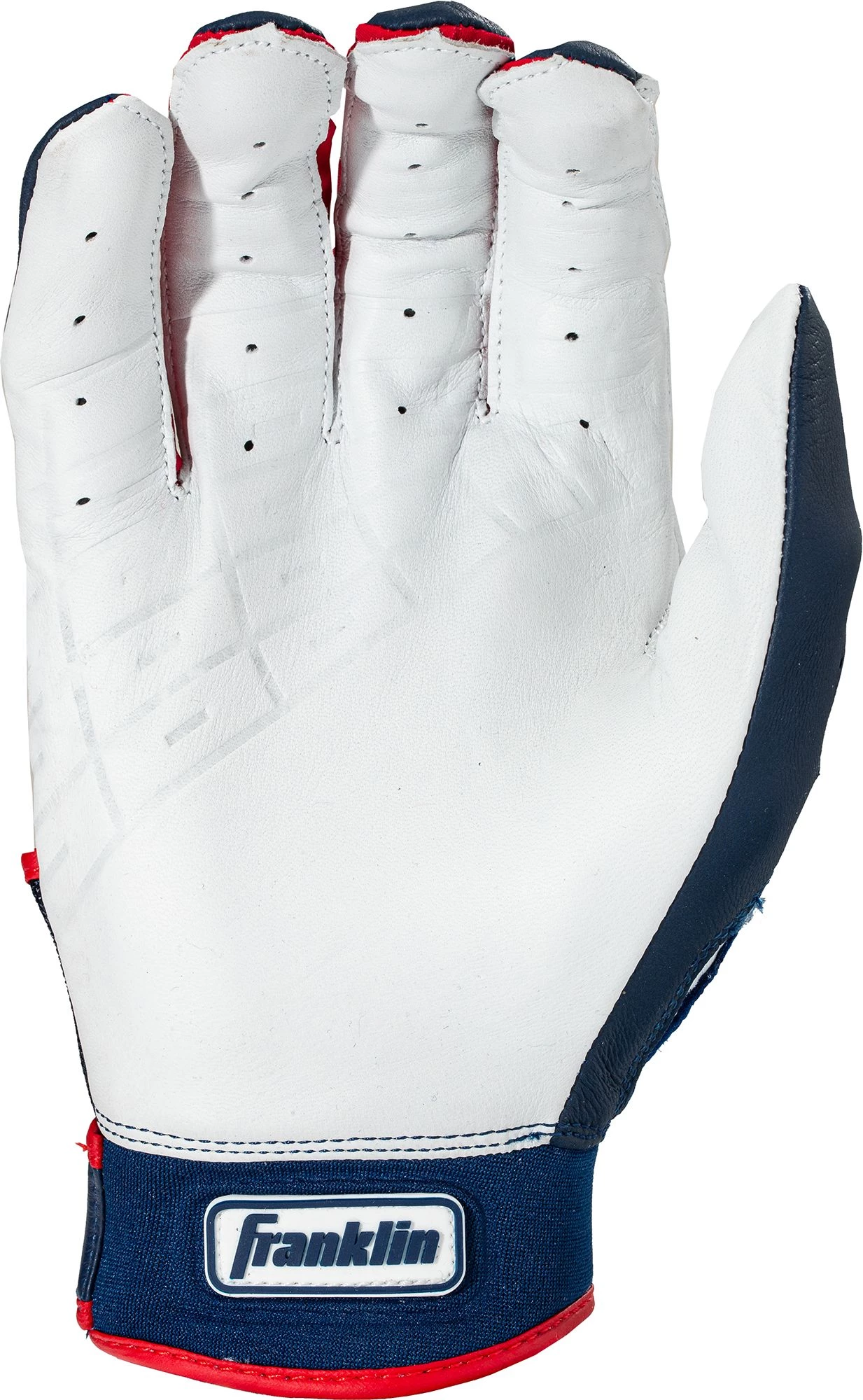 Franklin Adult Powerstrap Hi-Lite Batting Gloves For Men Red White Blue 4 Franklin Adult Powerstrap Hi-Lite Batting Gloves For Men Red White Blue - Image 2