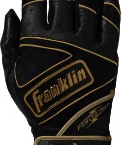 Franklin Adult Powerstrap Batting Gloves For Men Black/gold