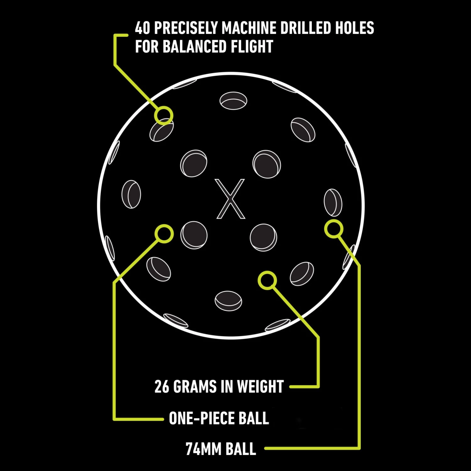Franklin X-40 Performance Outdoor Pickleball Balls- 100 Pack For Unisex Optic Yellow 4 Franklin X-40 Performance Outdoor Pickleball Balls- 100 Pack For Unisex Optic Yellow - Image 3